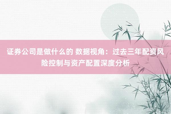 证券公司是做什么的 数据视角：过去三年配资风险控制与资产配置深度分析