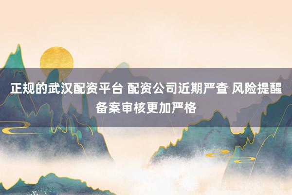 正规的武汉配资平台 配资公司近期严查 风险提醒备案审核更加严格